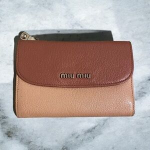 Miu Miu Madras colorblock wallet pink blush silver